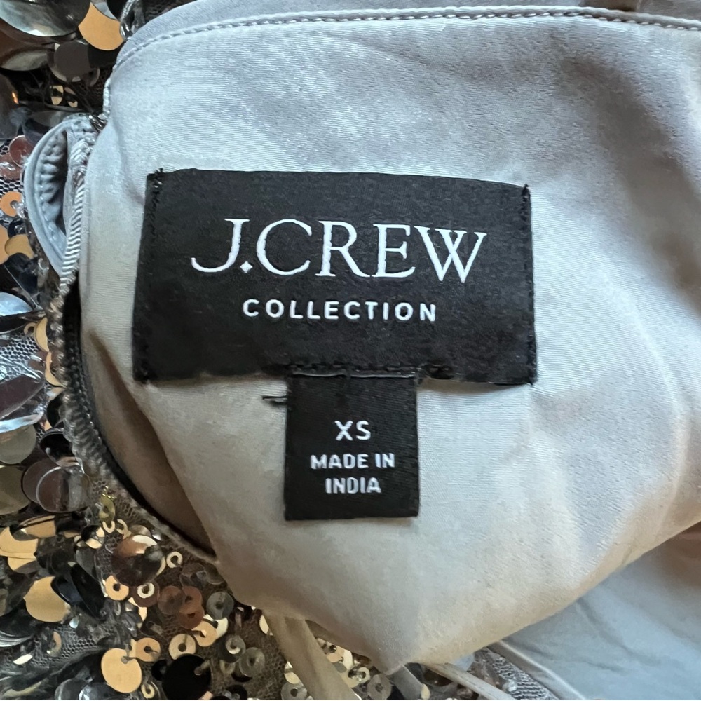 J. Crew Collection Sleeveless Mixed-Sequin Mini Shift Party Dress in Silver - XS - Picture 8 of 10